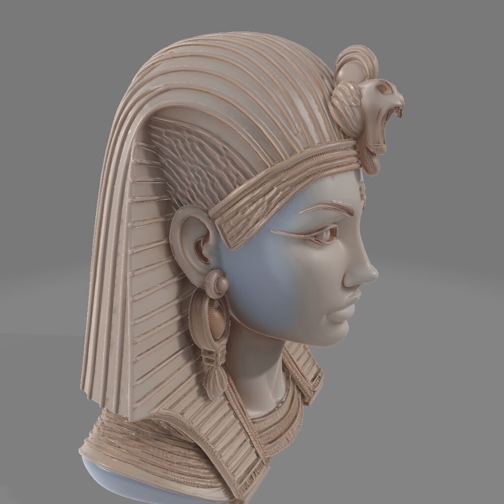 Handcrafted Egyptian Queen Bust  Ancient Royal 3D Sculpture 3D print model_1