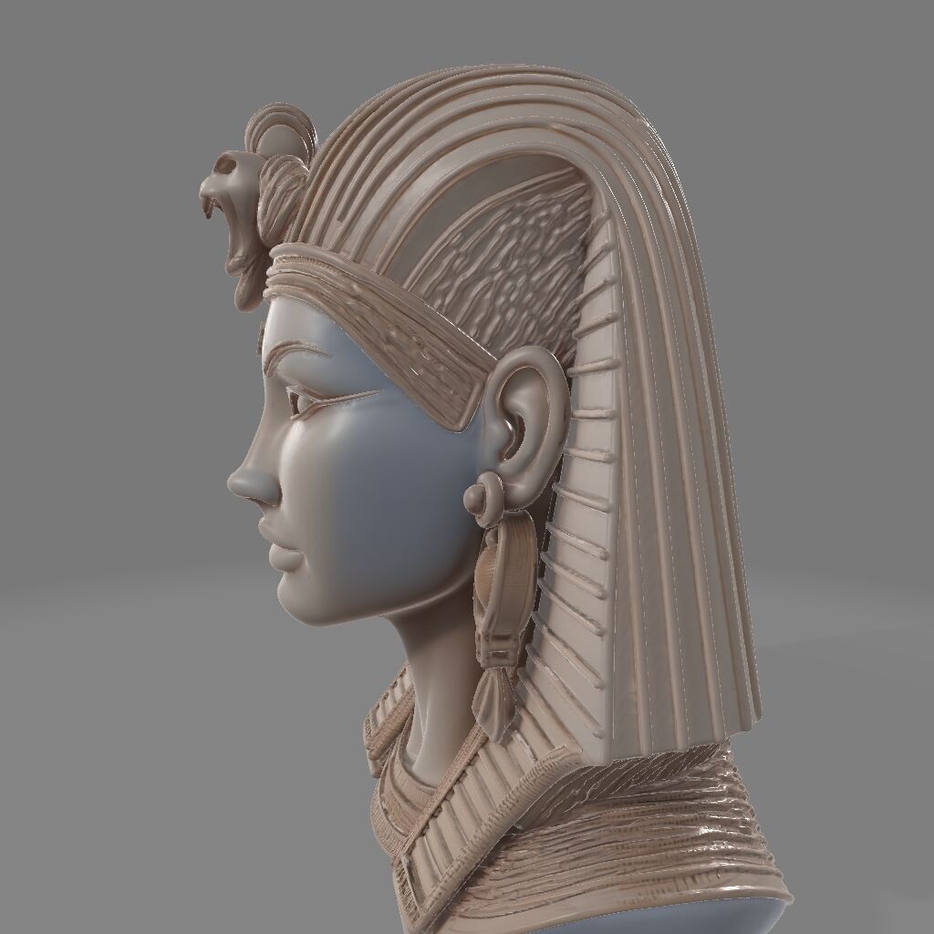 Handcrafted Egyptian Queen Bust  Ancient Royal 3D Sculpture 3D print model_3