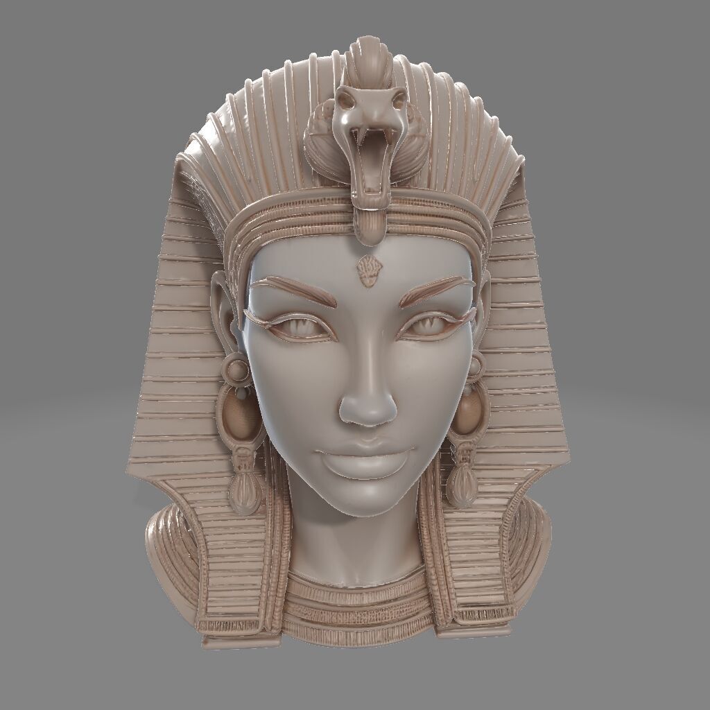 Handcrafted Egyptian Queen Bust  Ancient Royal 3D Sculpture 3D print model_2