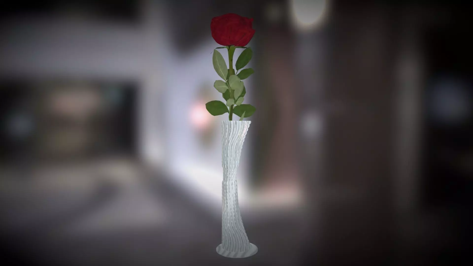 Vase with rose Low-poly 3D model_0