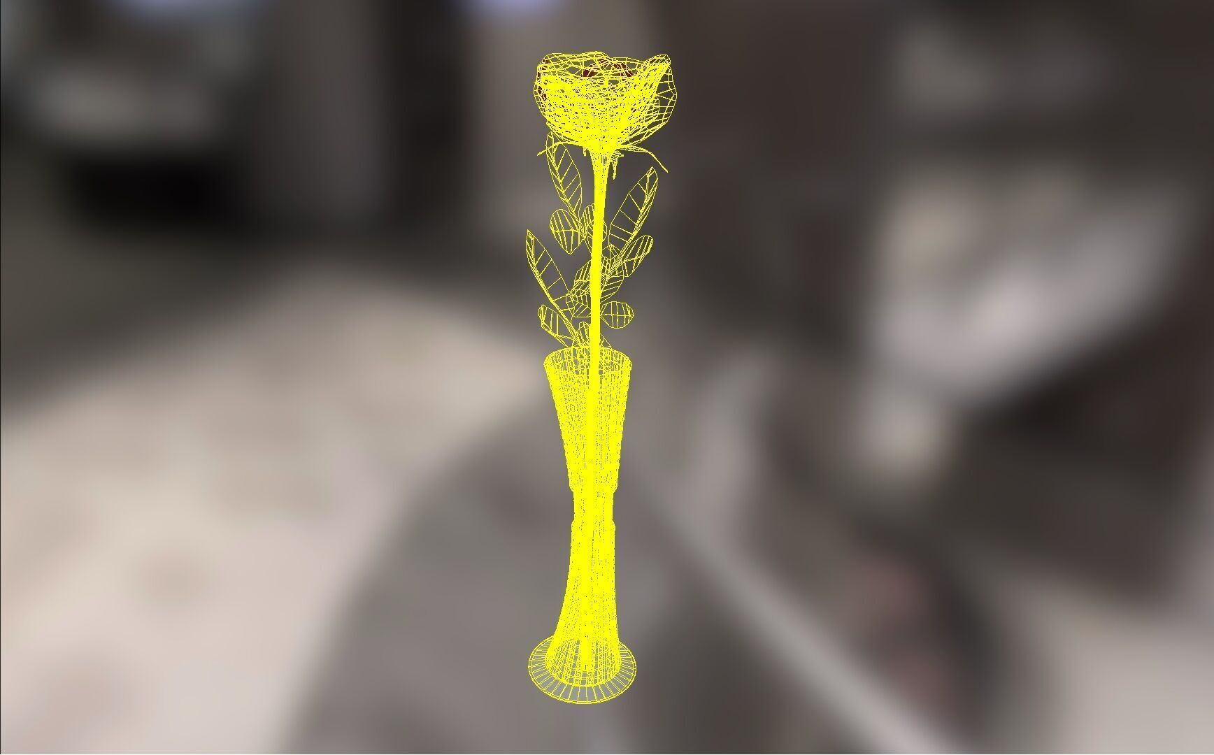 Vase with rose Low-poly 3D model_5