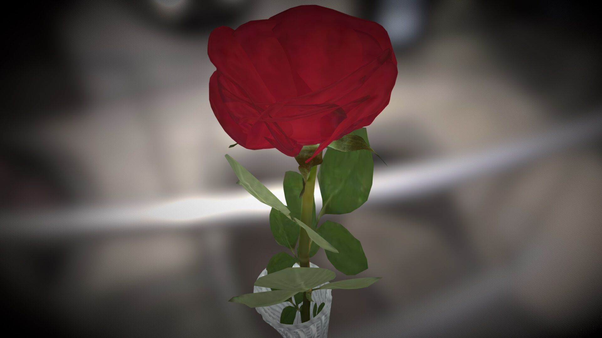 Vase with rose Low-poly 3D model_1