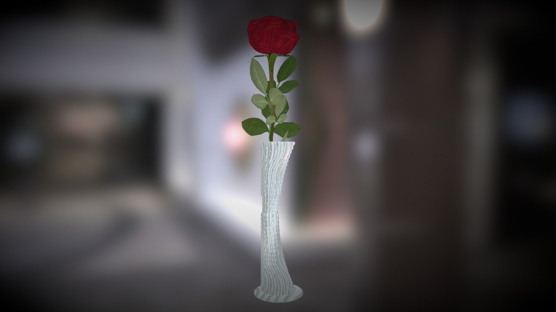 Vase with rose Low-poly 3D model_4