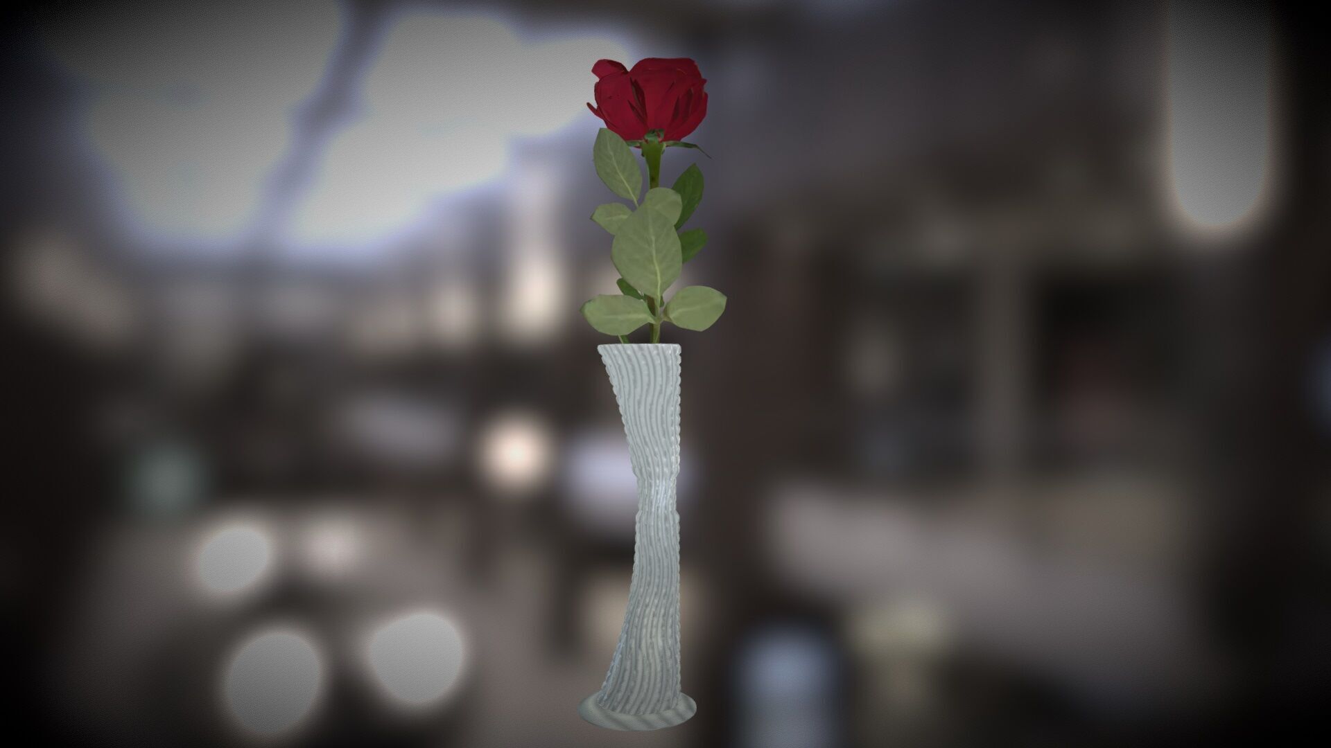 Vase with rose Low-poly 3D model_2