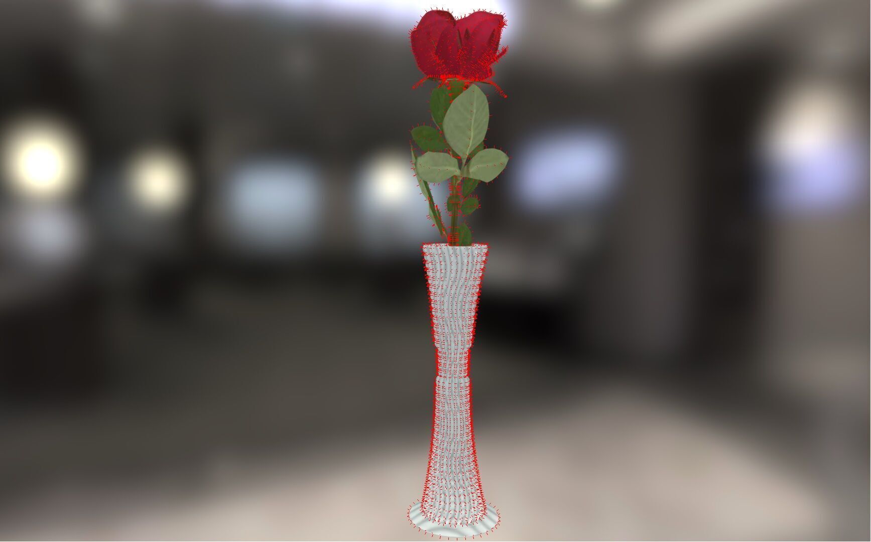 Vase with rose Low-poly 3D model_6