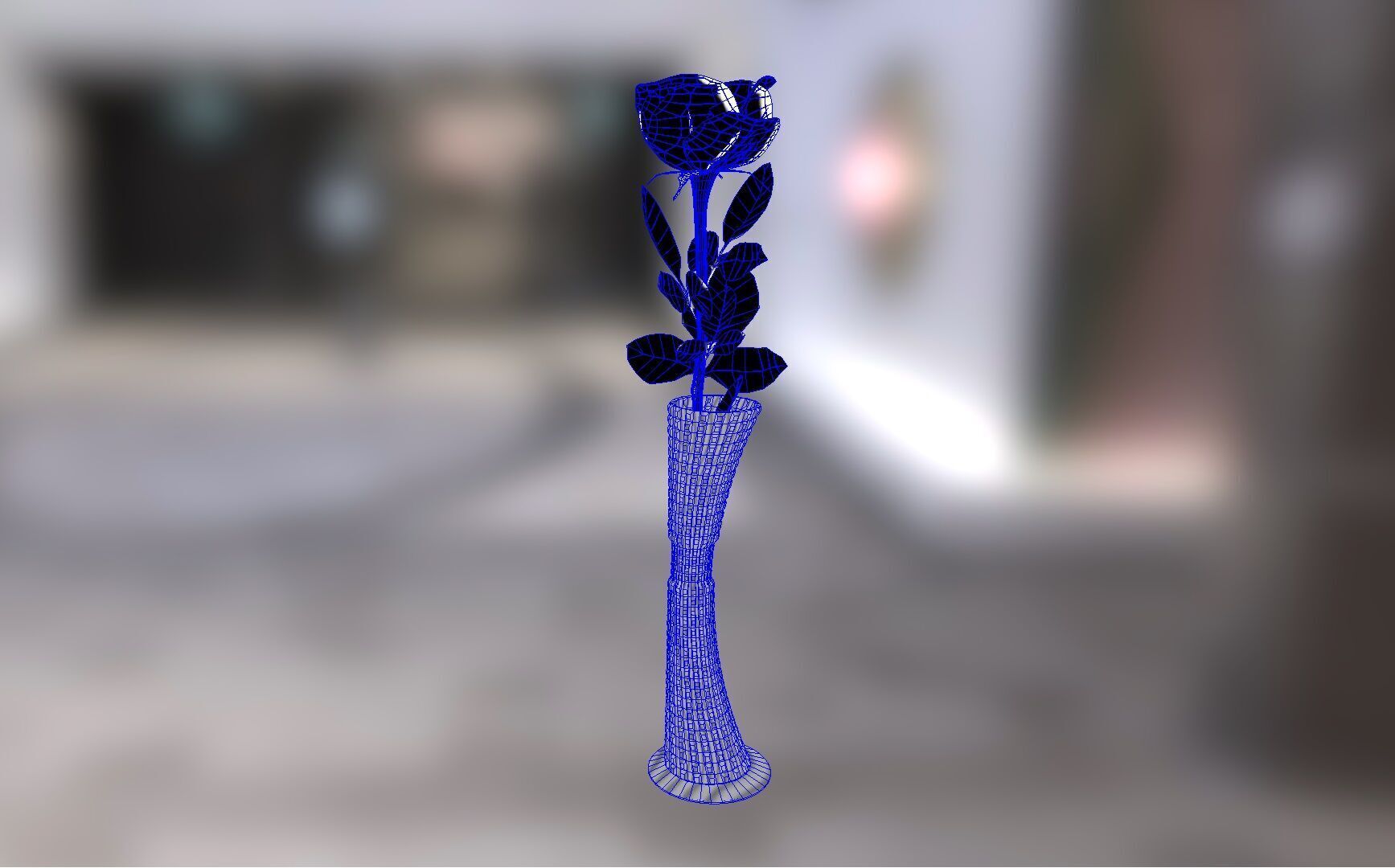 Vase with rose Low-poly 3D model_3