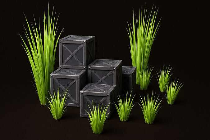 Box of Grass  Low Poly 3D Asset Low-poly 3D model
