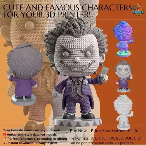 Knitted Joker Figure 3D Print Model 3D model
