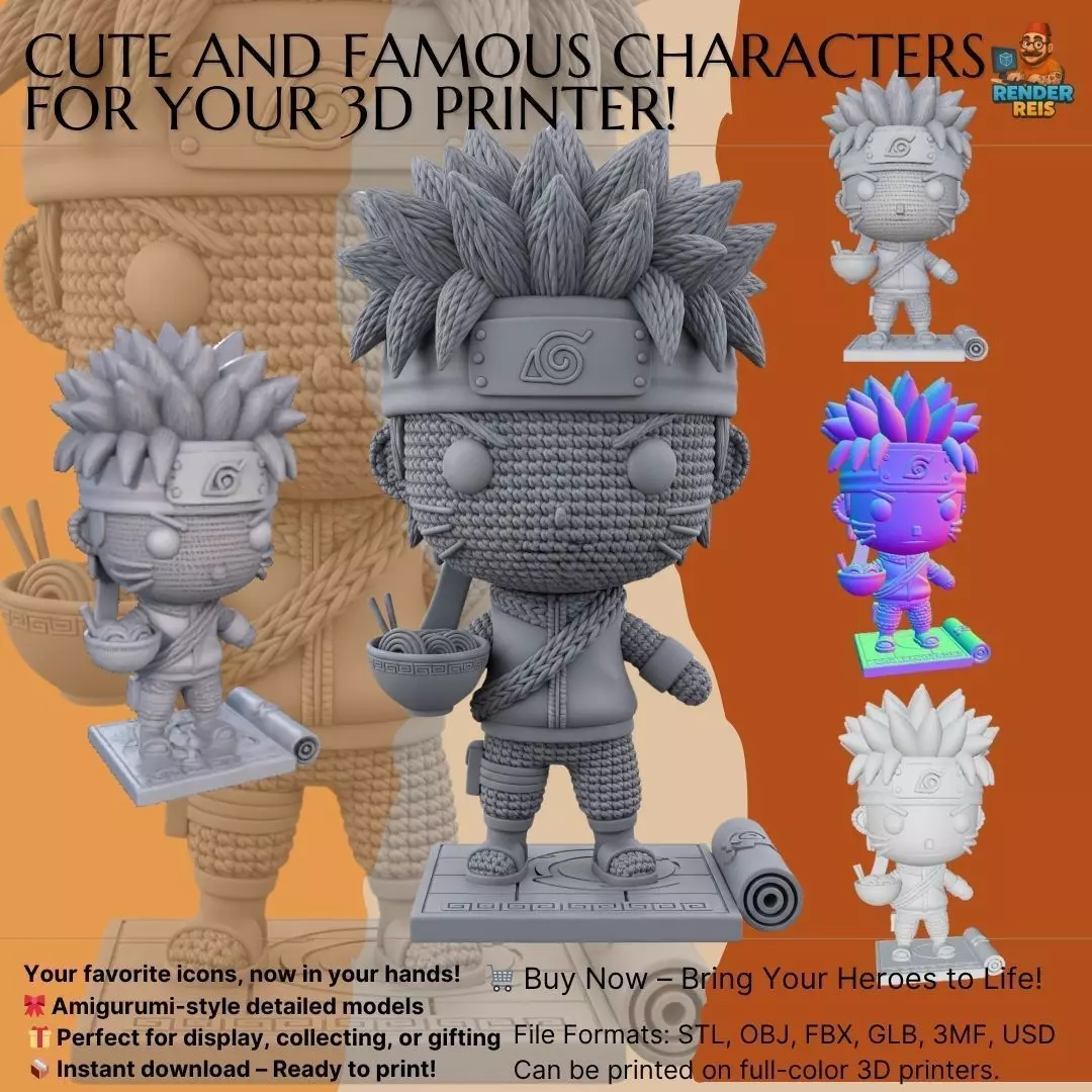 Knitted Naruto Figure 3D Print Model 3D model_0