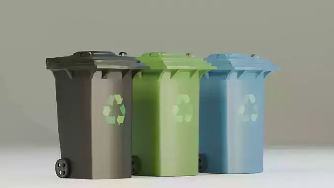 Low Poly Wheelie Trash Bin - Game Ready Low-poly 3D model