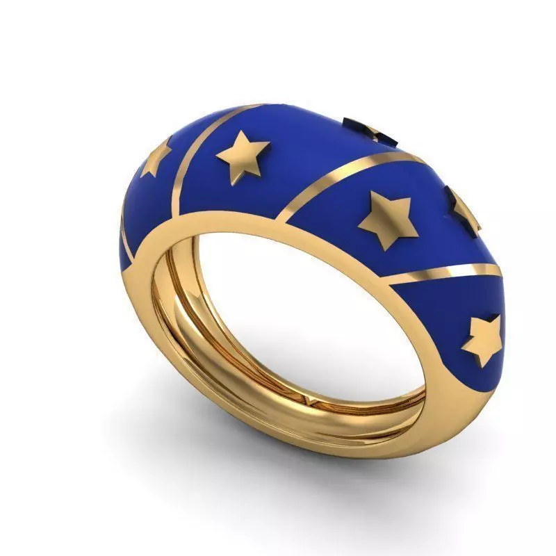 MFS gold ring with stars 3D print model