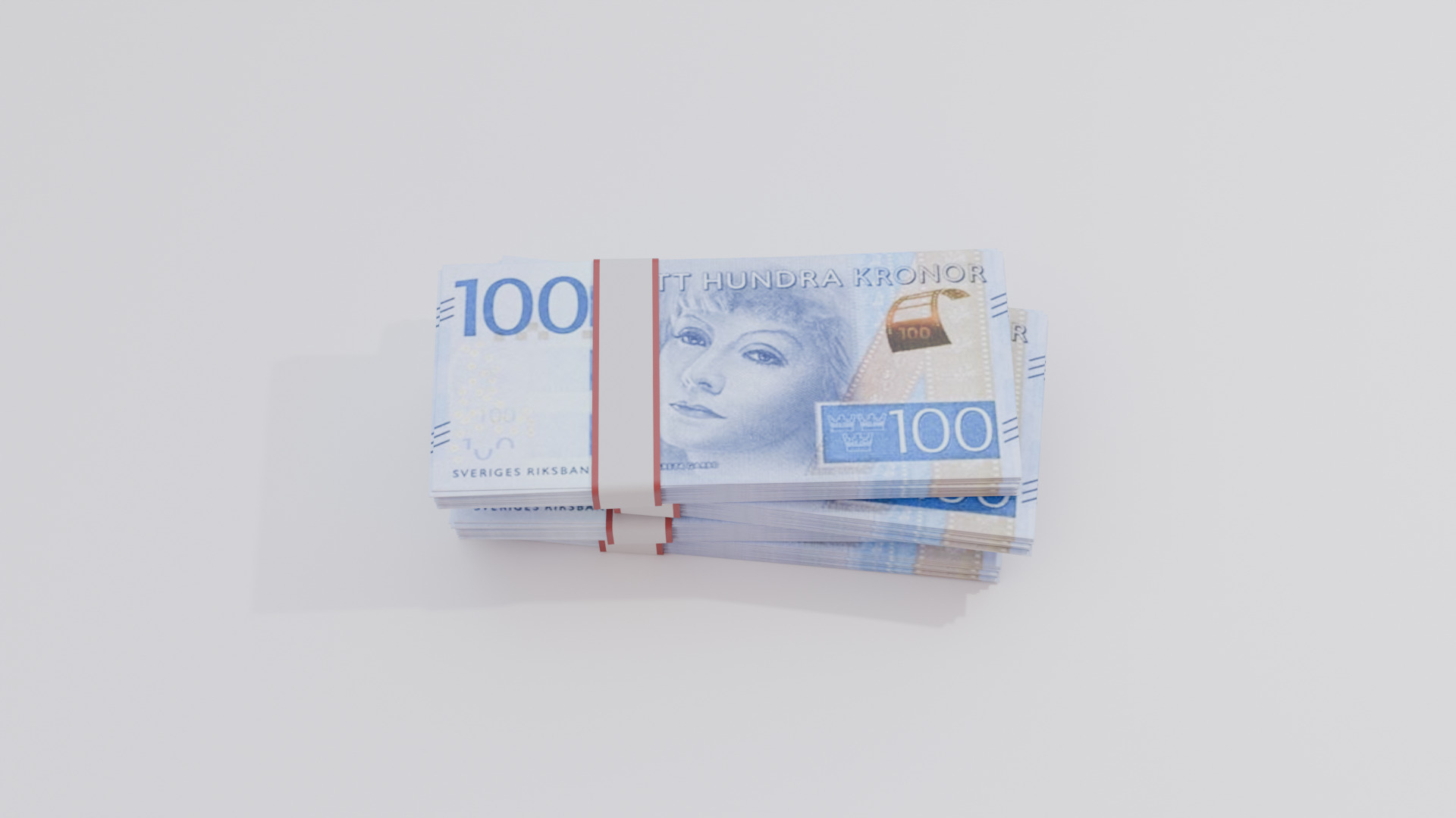 100 Sweden Swedish Krona Currency Low-poly 3D model_3