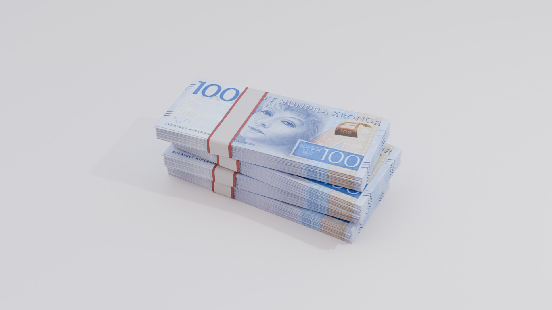 100 Sweden Swedish Krona Currency Low-poly 3D model_1