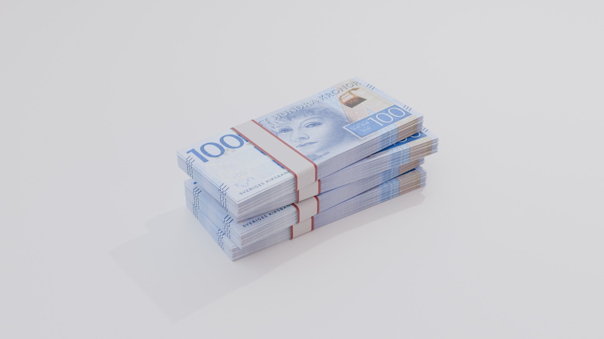 100 Sweden Swedish Krona Currency Low-poly 3D model_2