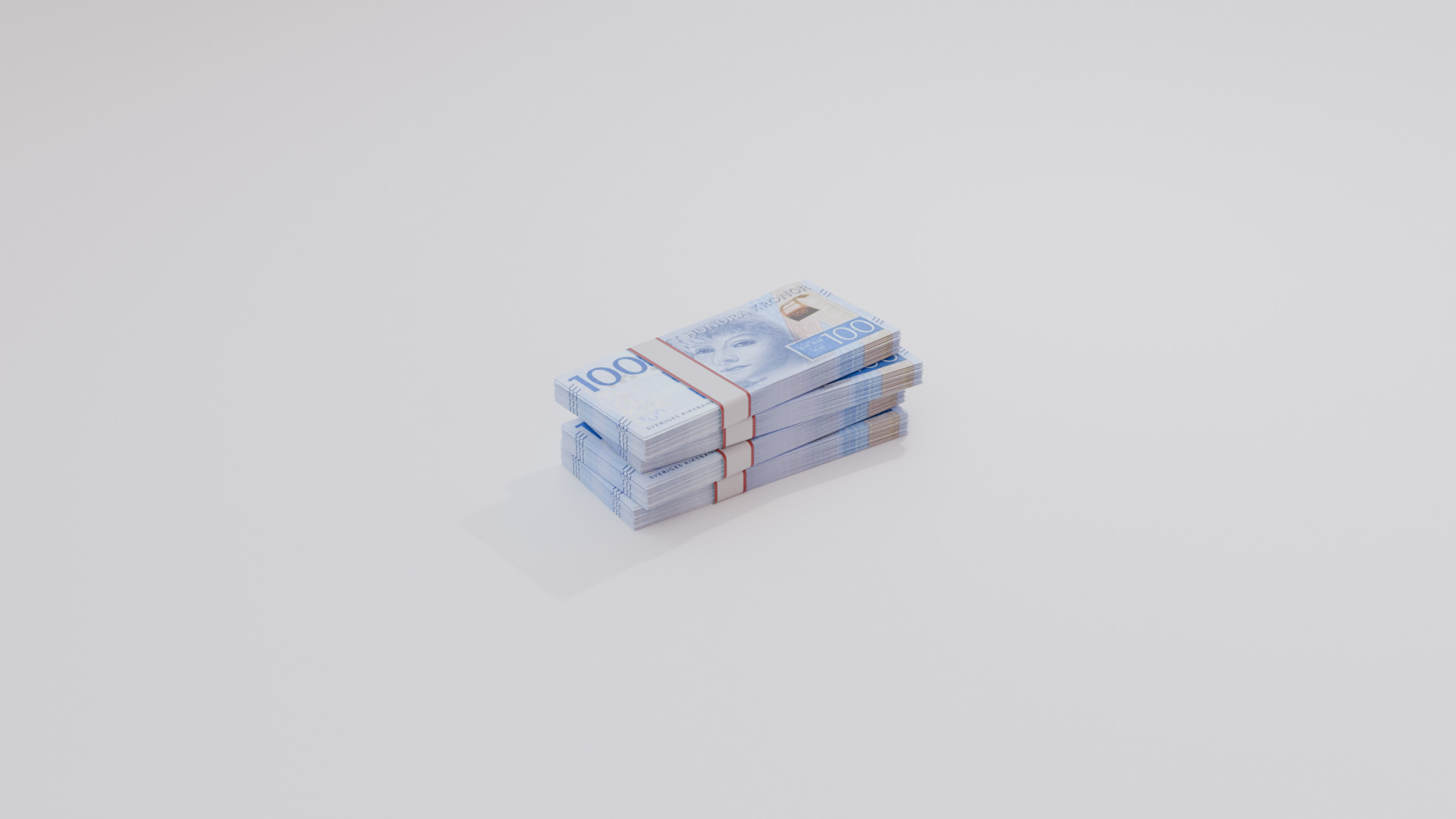 100 Sweden Swedish Krona Currency Low-poly 3D model_5