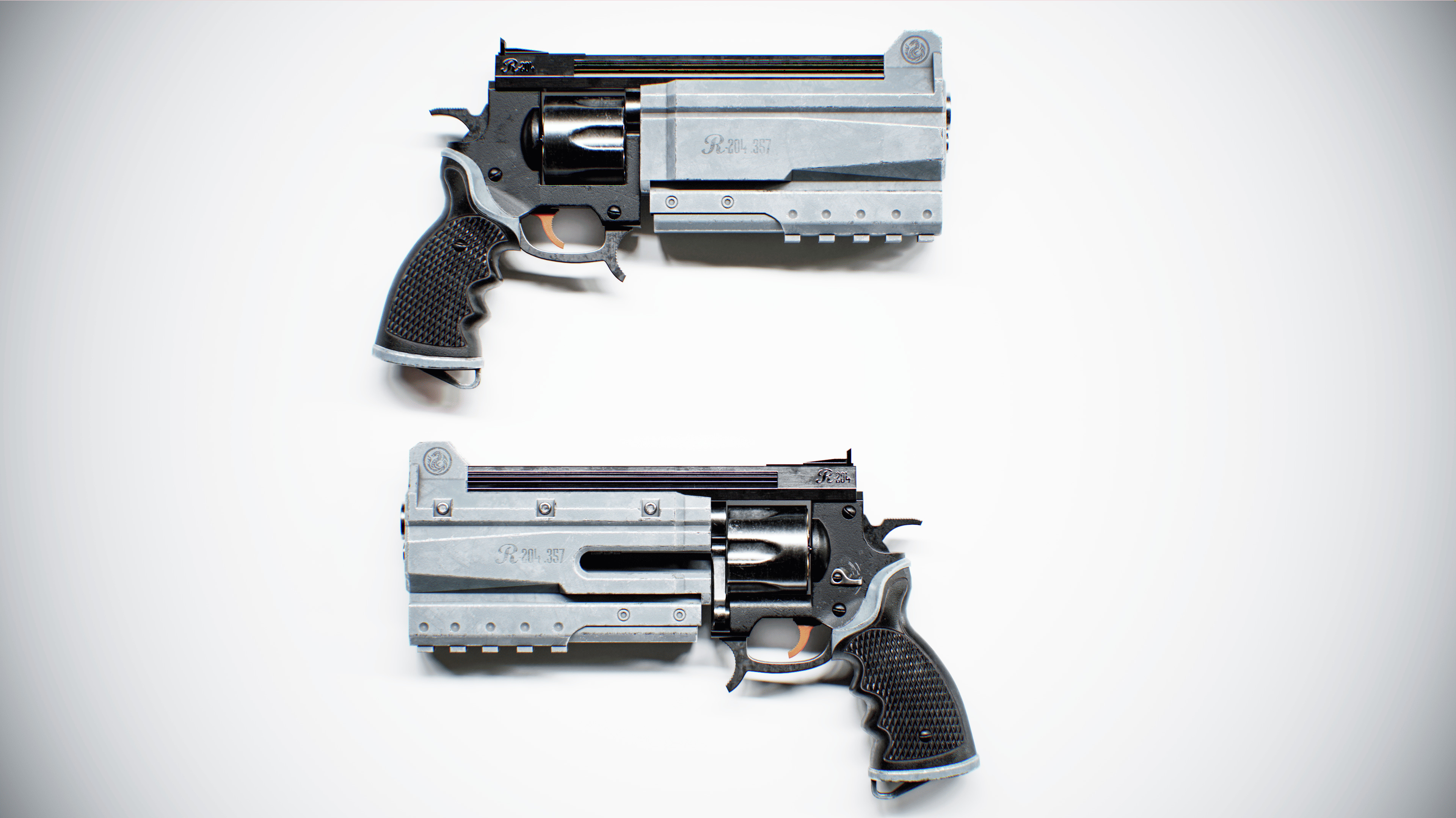 Revolver - Game Ready Weapon Low-poly 3D model_5