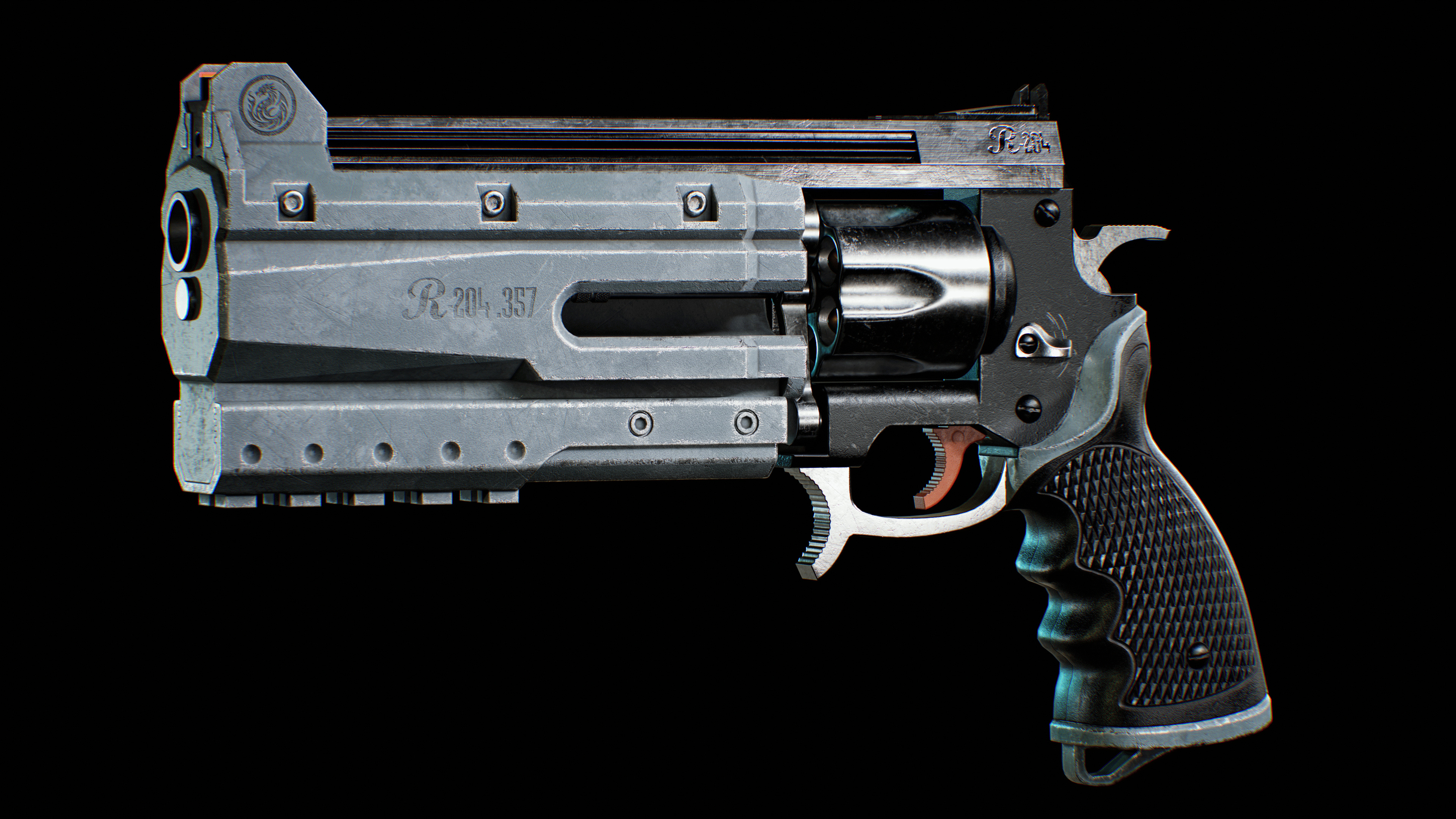 Revolver - Game Ready Weapon Low-poly 3D model_1