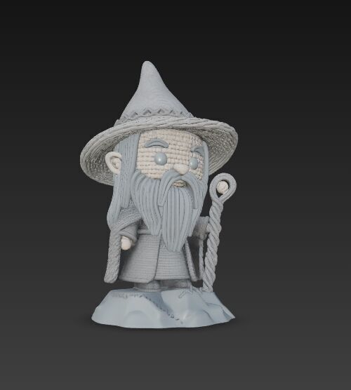 Knitted Gandalf Figure 3D Print Model 3D model_2