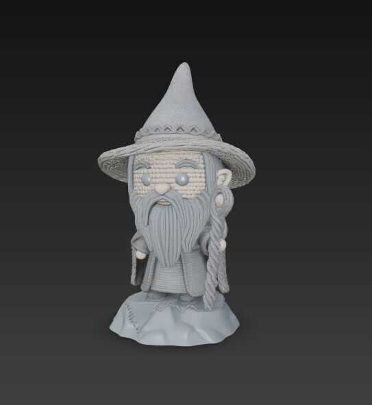 Knitted Gandalf Figure 3D Print Model 3D model_8