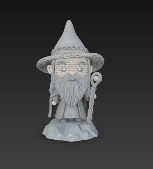 Knitted Gandalf Figure 3D Print Model 3D model_9