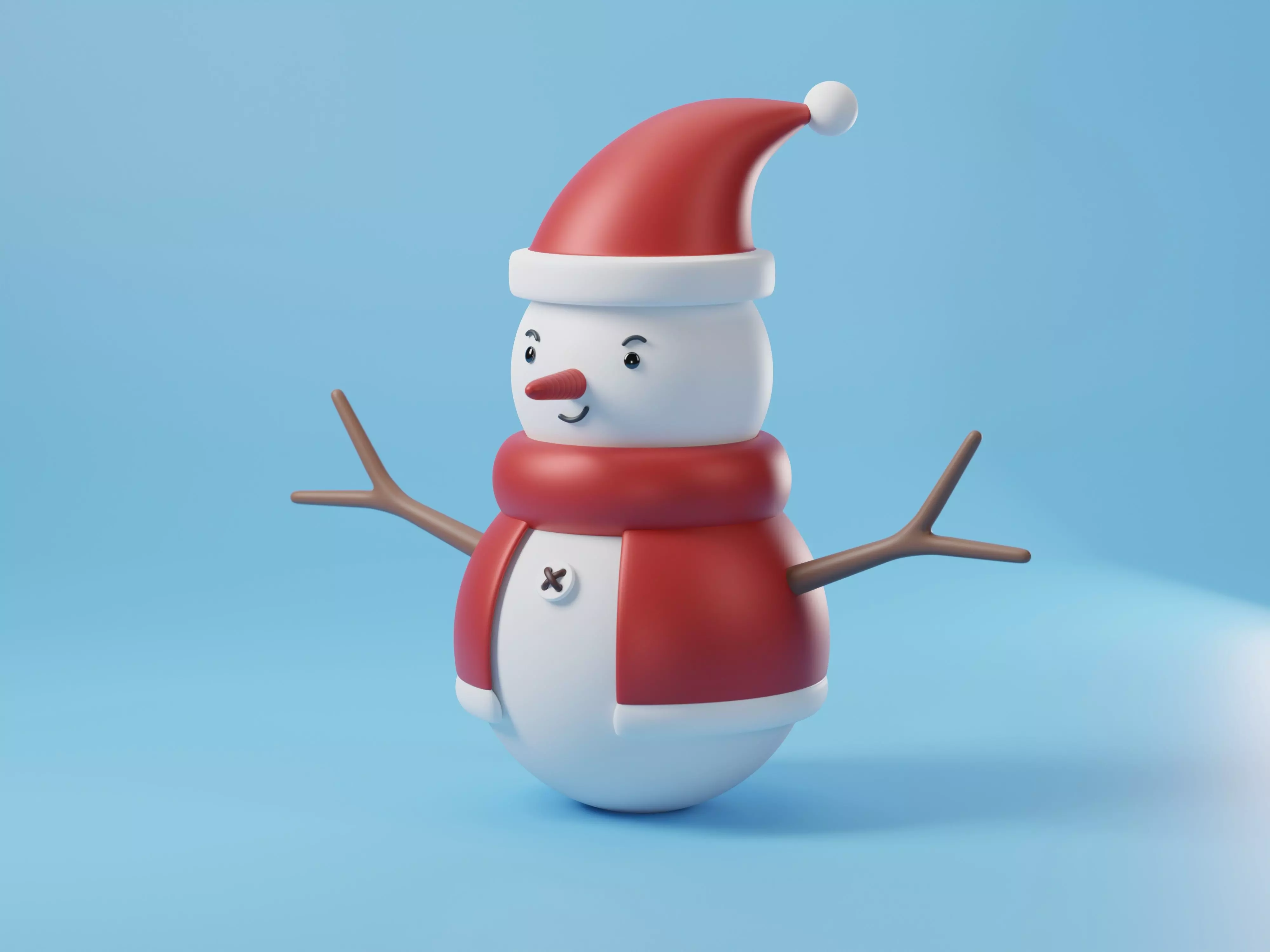 Christmas Snowman Cute Cartoon Character Free 3D model