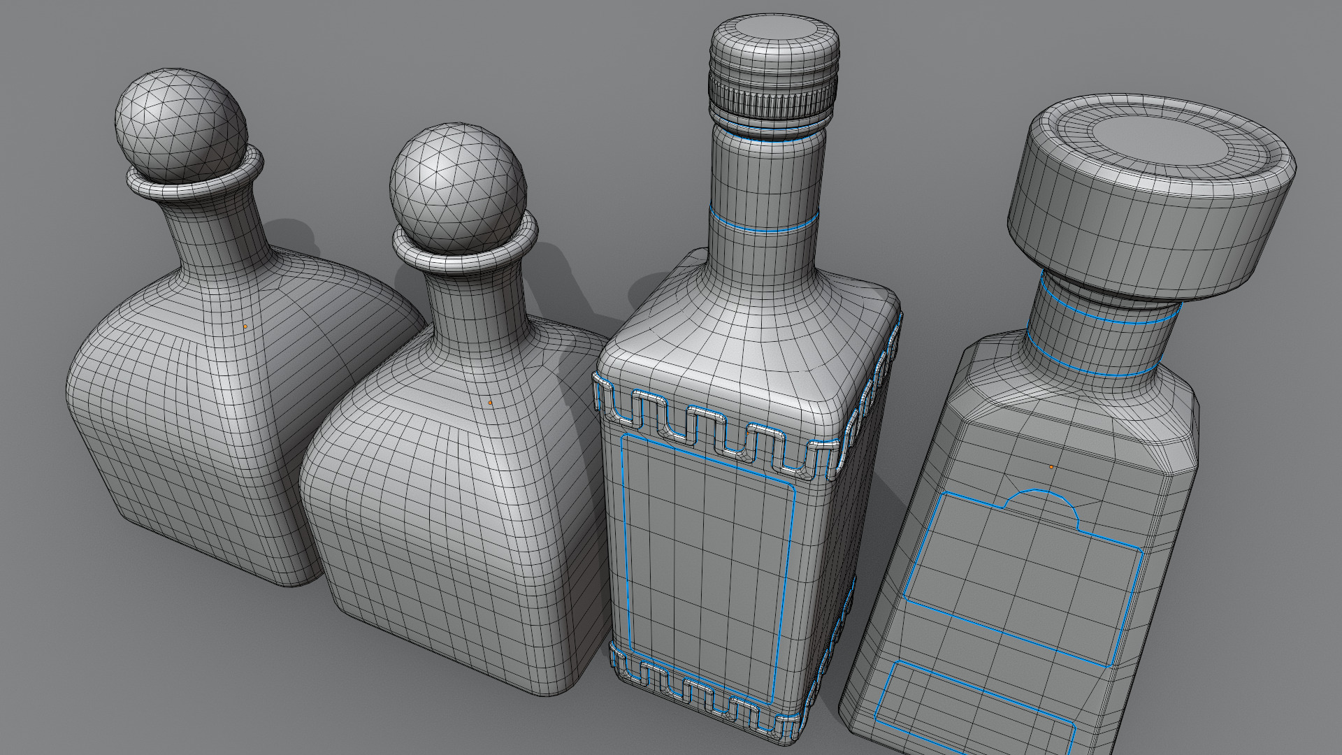 4 Tequila Alcohol Bottles Patron Olmeca 1800 Low-poly 3D model_6