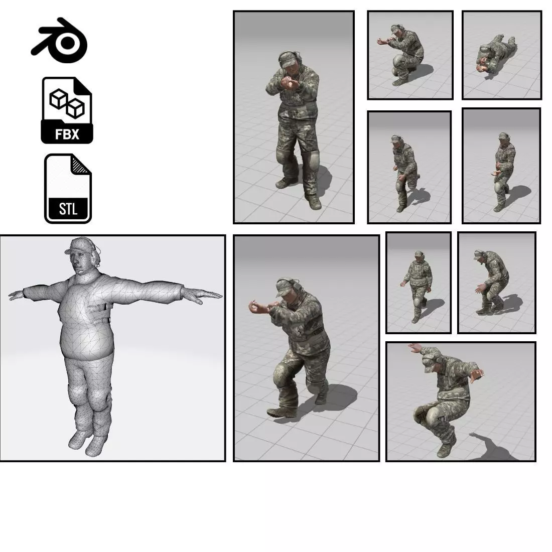 3D Character Model Low Poly Soldier Game Ready Low-poly 3D model_1