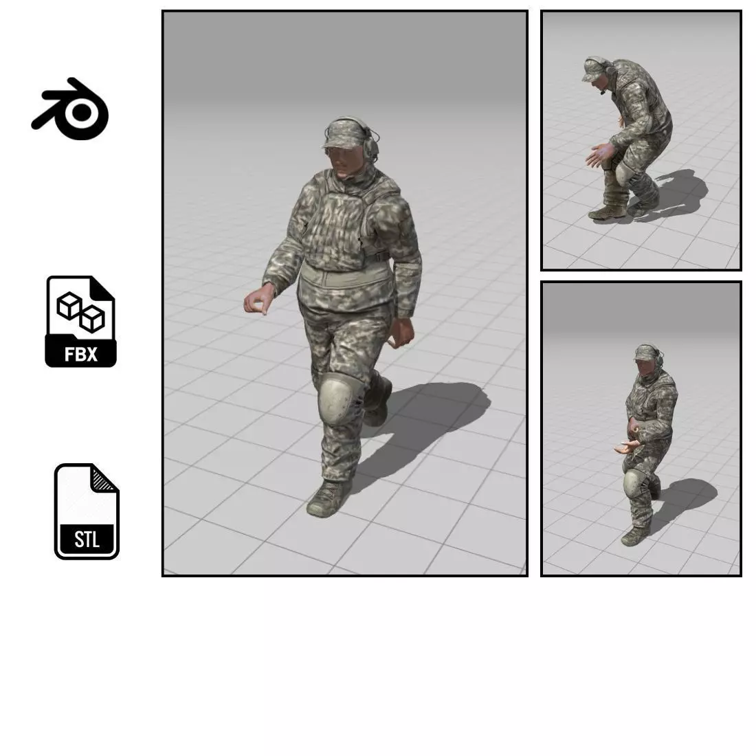 3D Character Model Low Poly Soldier Game Ready Low-poly 3D model_3