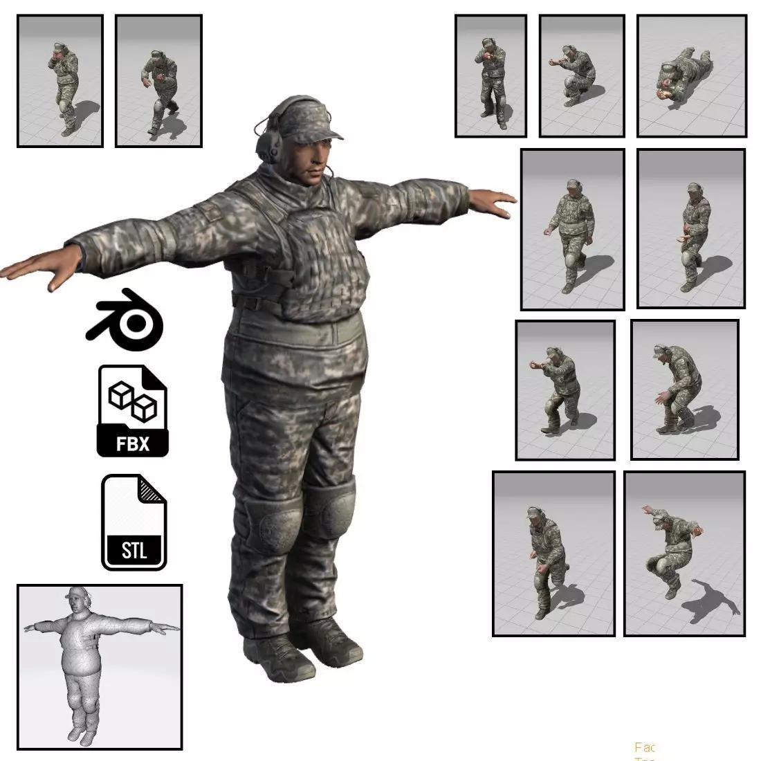 3D Character Model Low Poly Soldier Game Ready Low-poly 3D model_0