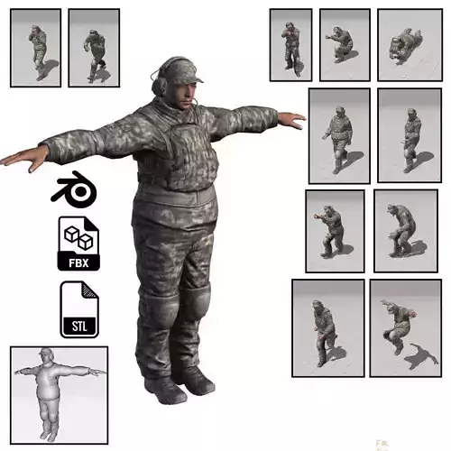3D Character Model  Low Poly Soldier Game Ready Low-poly 3D model