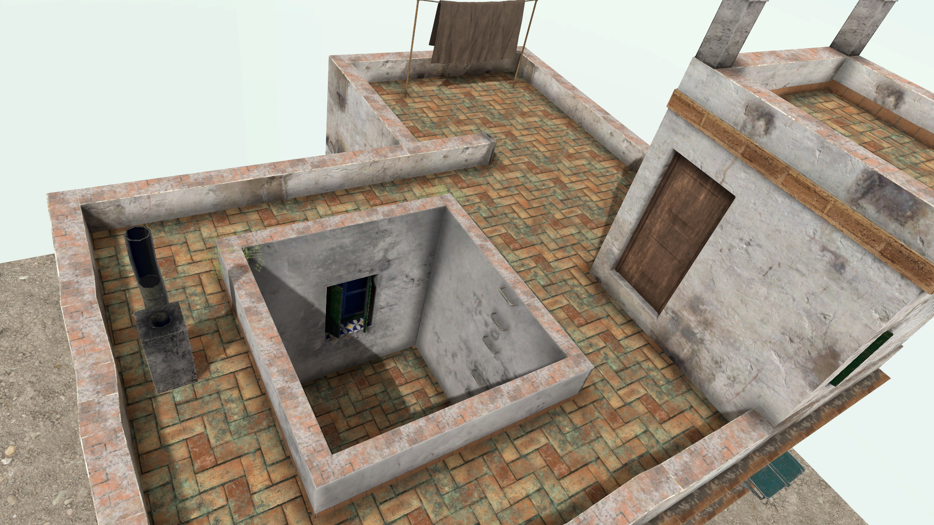 Old High-Quality 3D Colonial House Low-poly 3D model_4