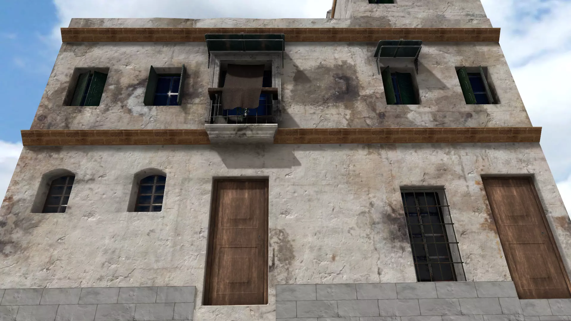 Old High-Quality 3D Colonial House Low-poly 3D model_0