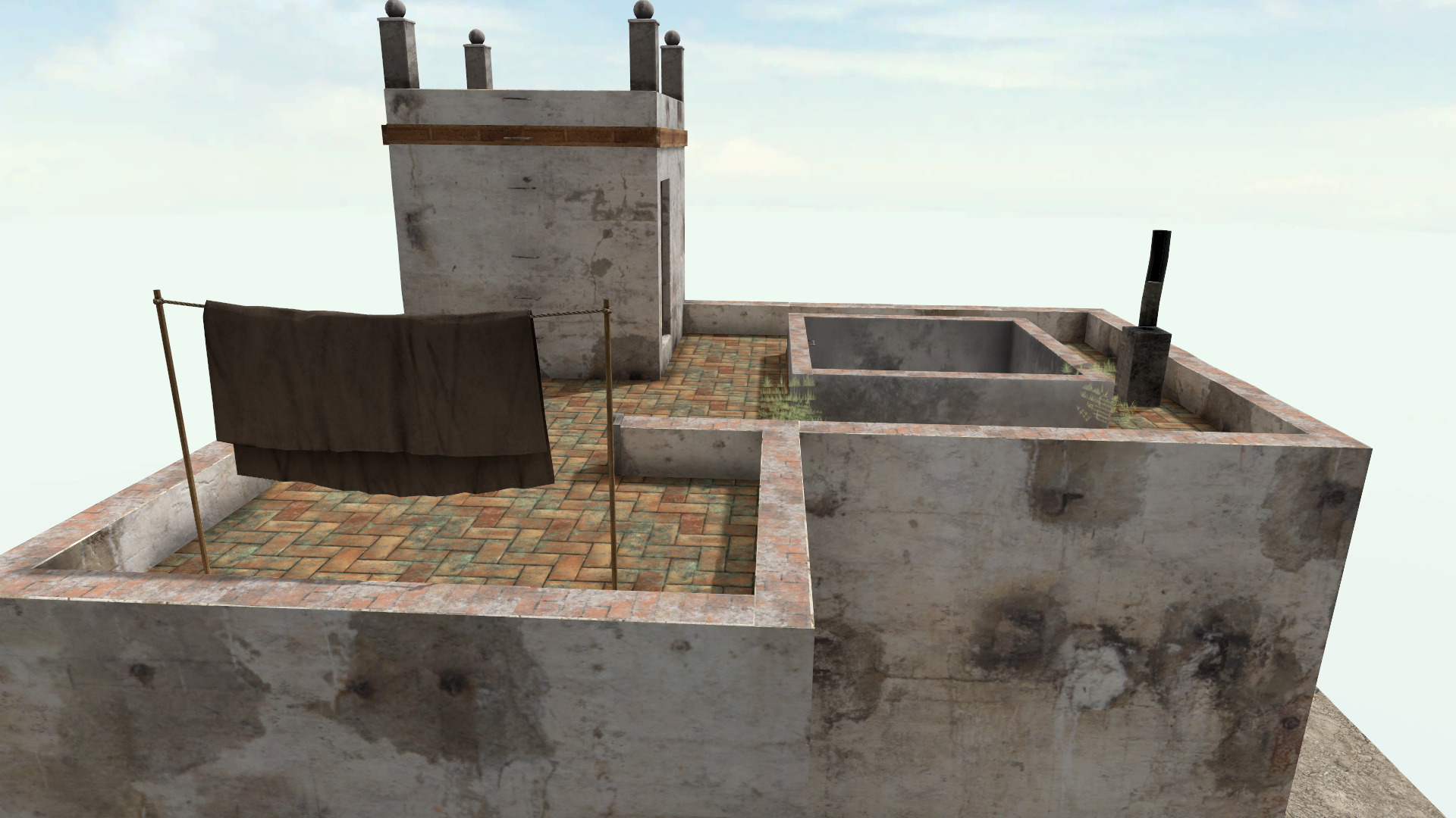 Old High-Quality 3D Colonial House Low-poly 3D model_5