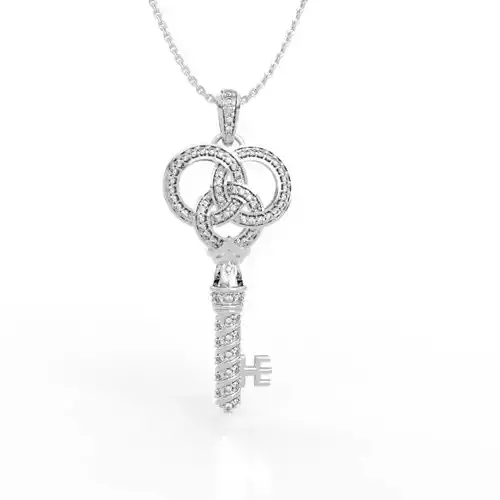 Magical Celtic Knot Diamond Key Pendant Necklace