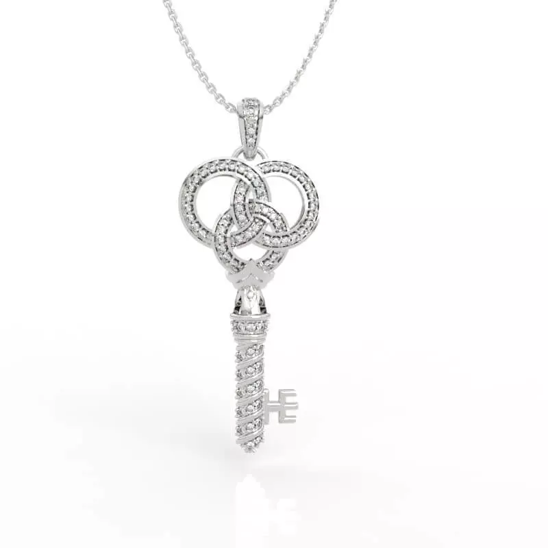 Magical Celtic Knot Diamond Key Pendant Necklace 3D print model