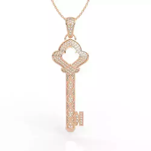 Luxury Four Leaf Clover Key Diamond Necklace