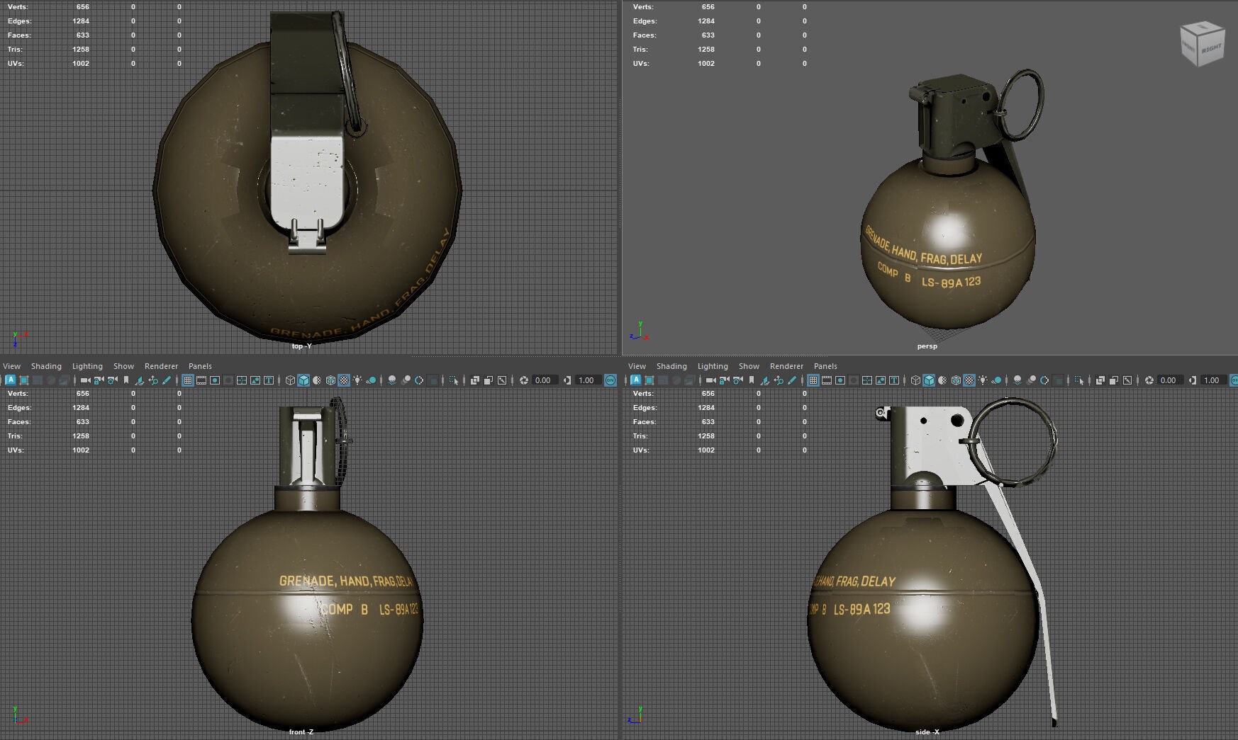 M67 Frag Grenade Low-poly 3D model_6
