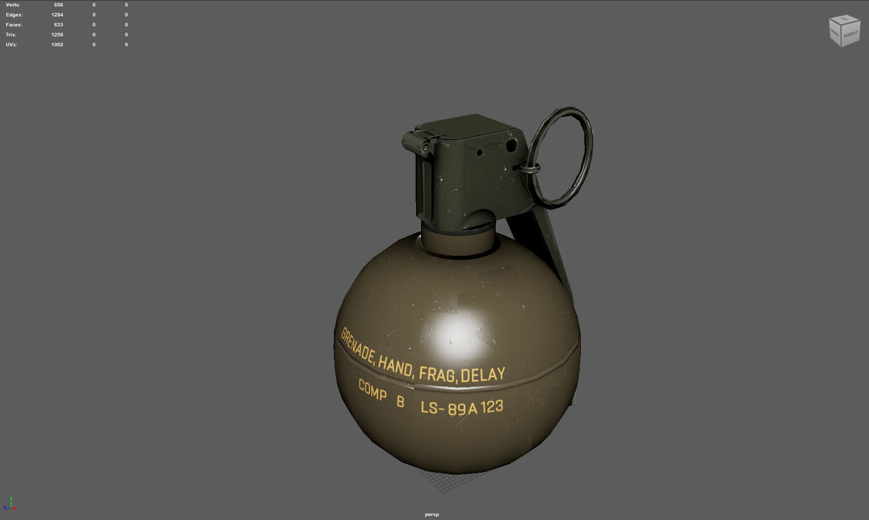 M67 Frag Grenade Low-poly 3D model_3