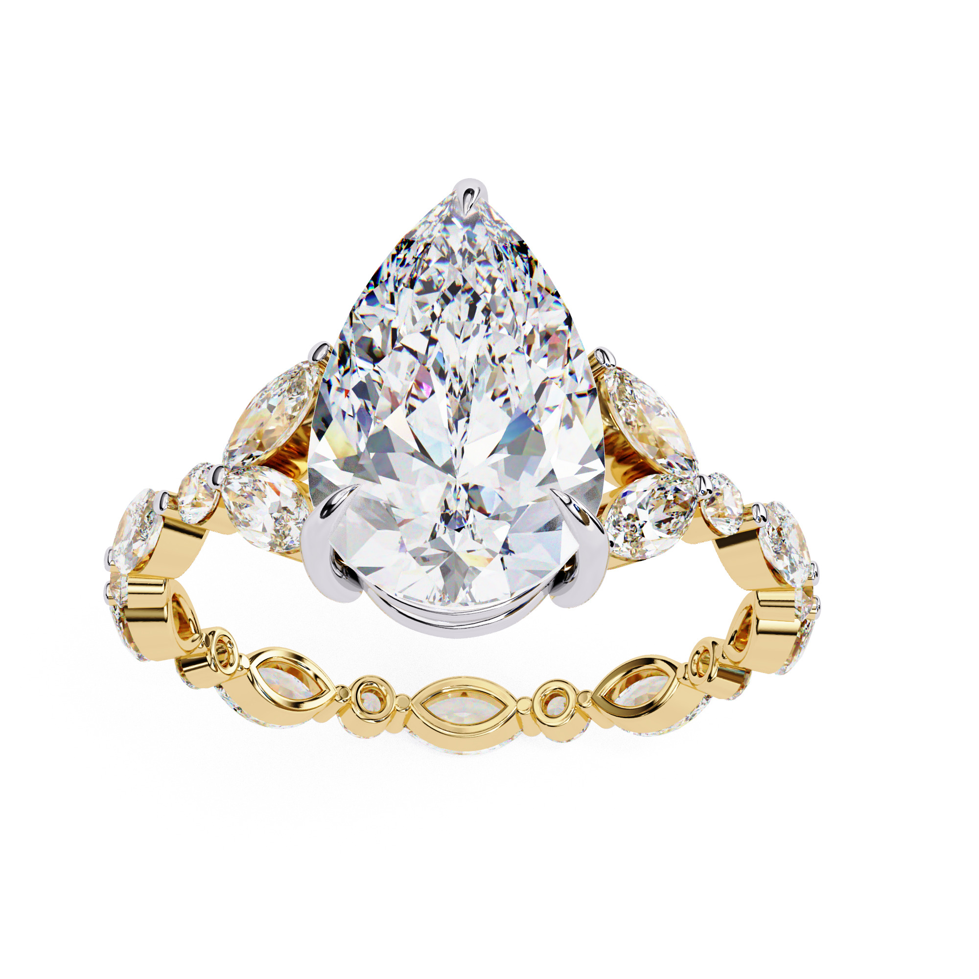 PEAR DIAMOND RING -CAD-161 3D model_1