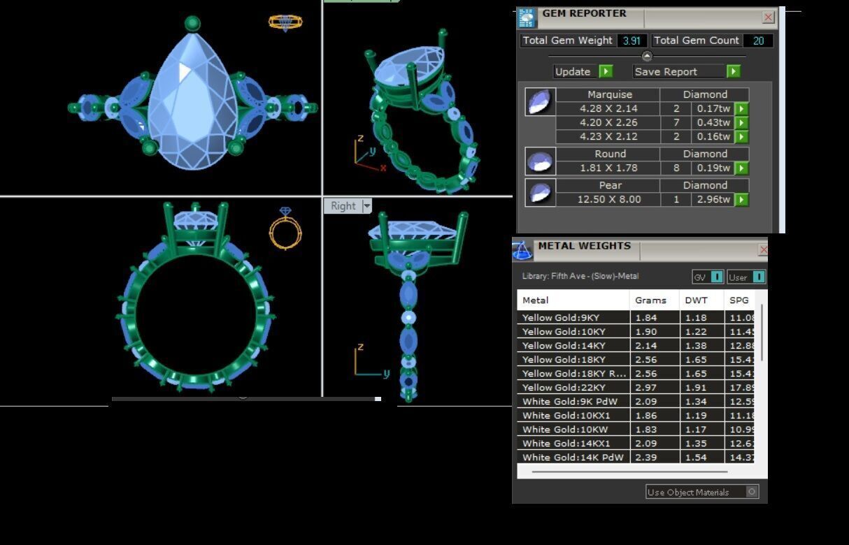 PEAR DIAMOND RING -CAD-161 3D model_14