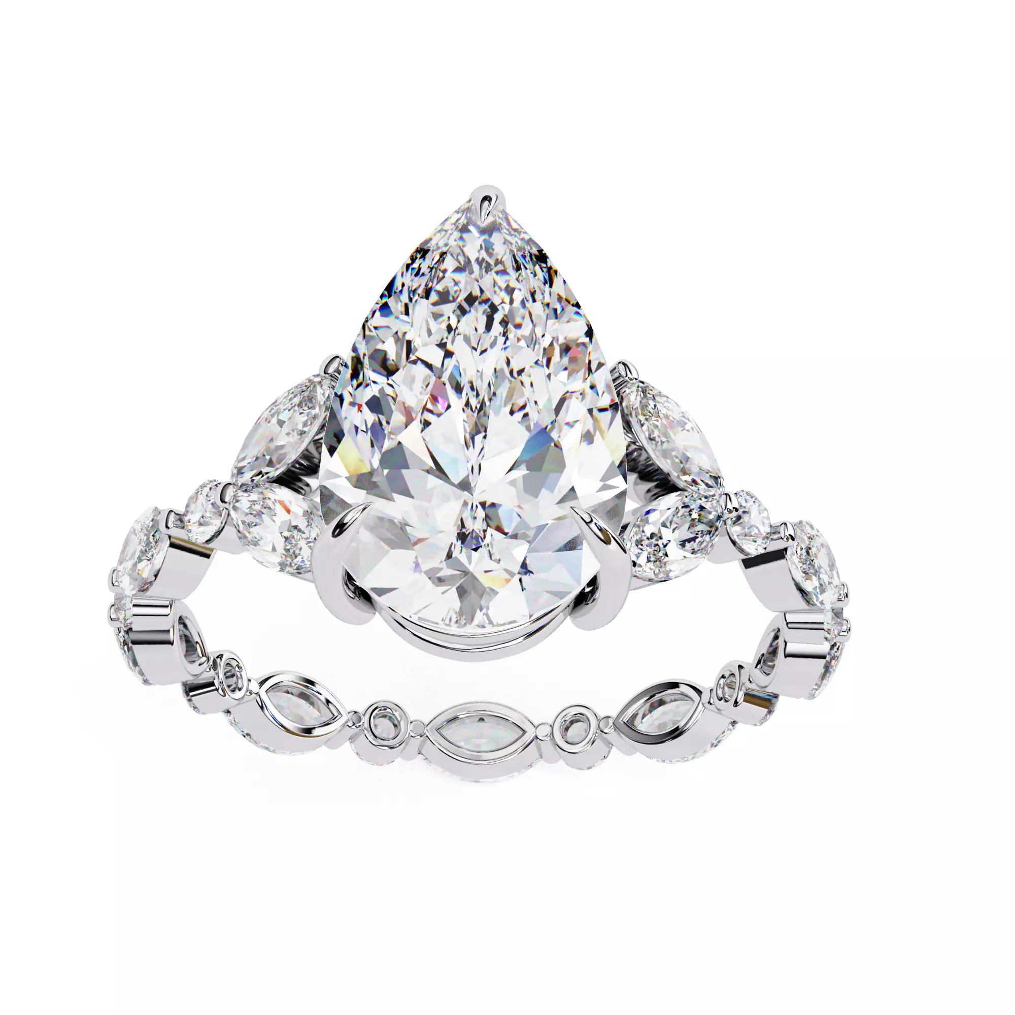 PEAR DIAMOND RING -CAD-161 3D model_0