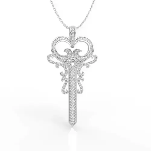Stunning baroque heart diamond key pendant 3D print model
