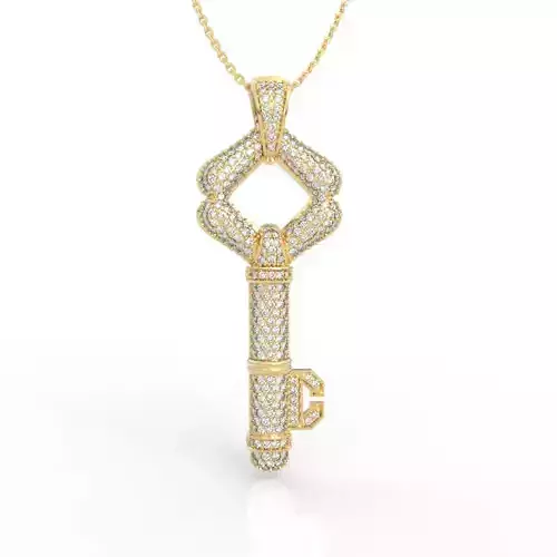 Luxury Pave Diamond Key Necklace