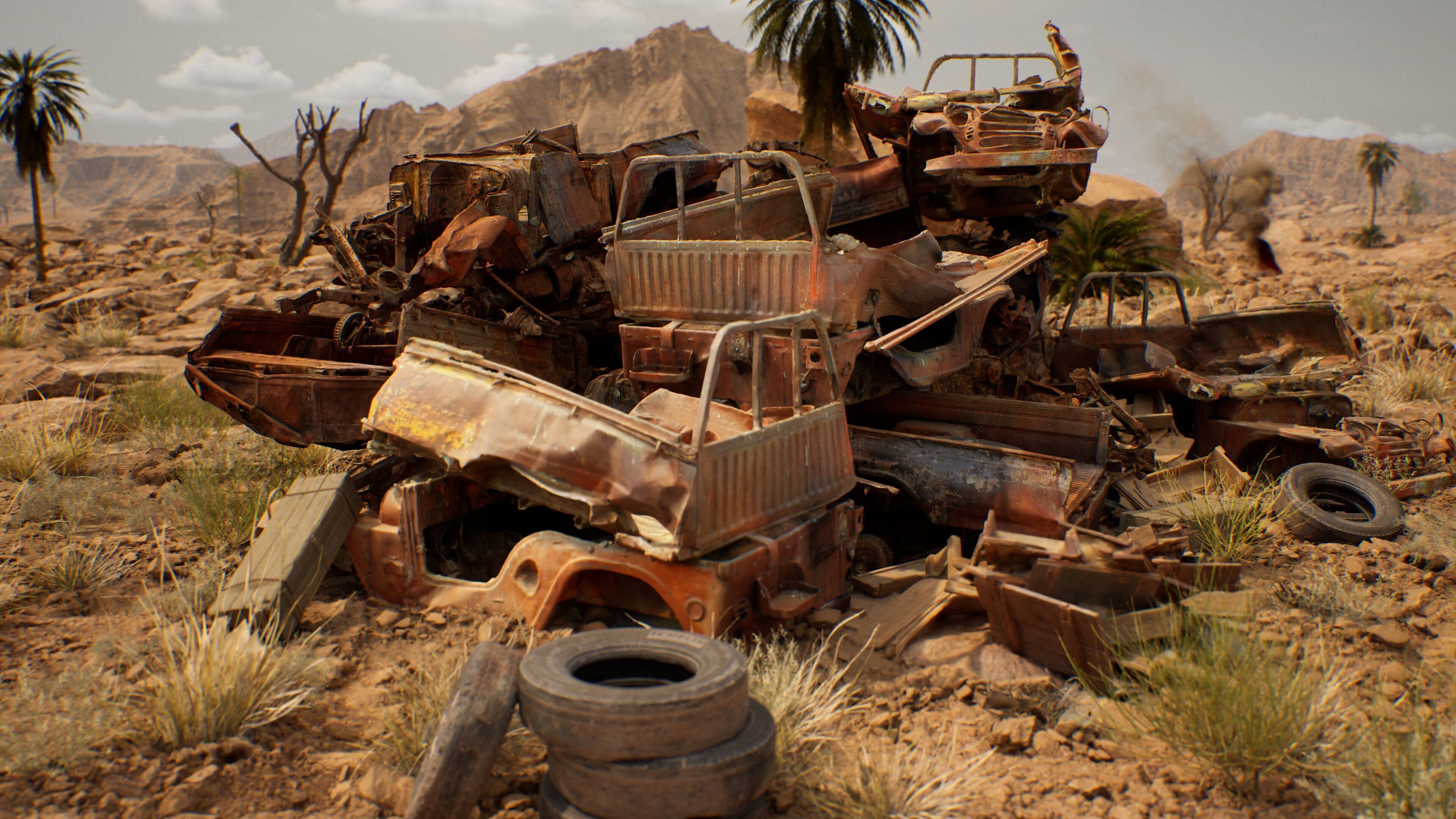 Photogrammetry Burnt Jeep Low-poly 3D model_6