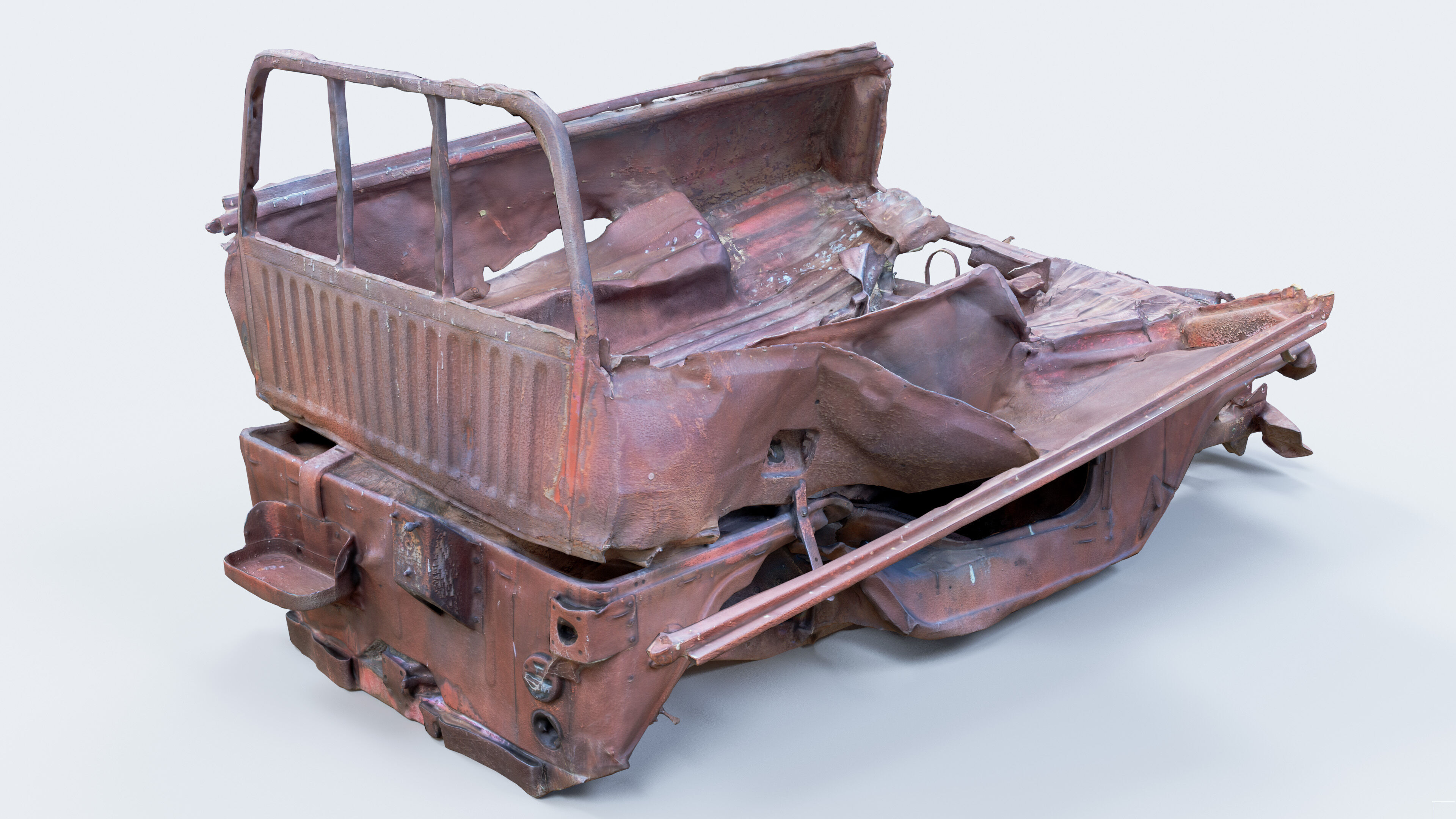 Photogrammetry Burnt Jeep Low-poly 3D model_3