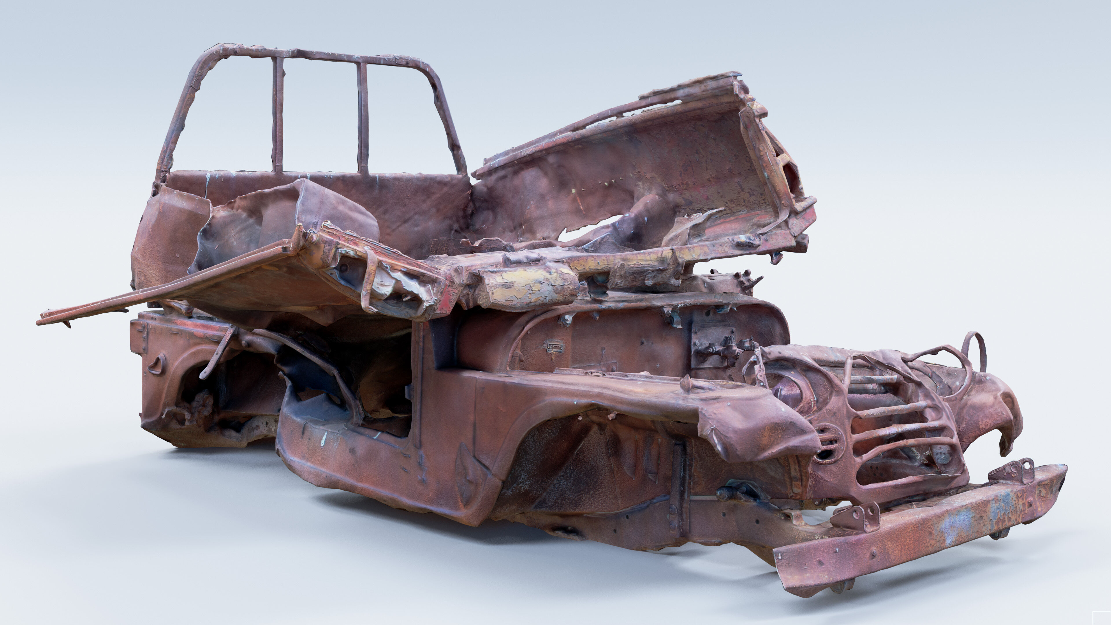 Photogrammetry Burnt Jeep Low-poly 3D model_2