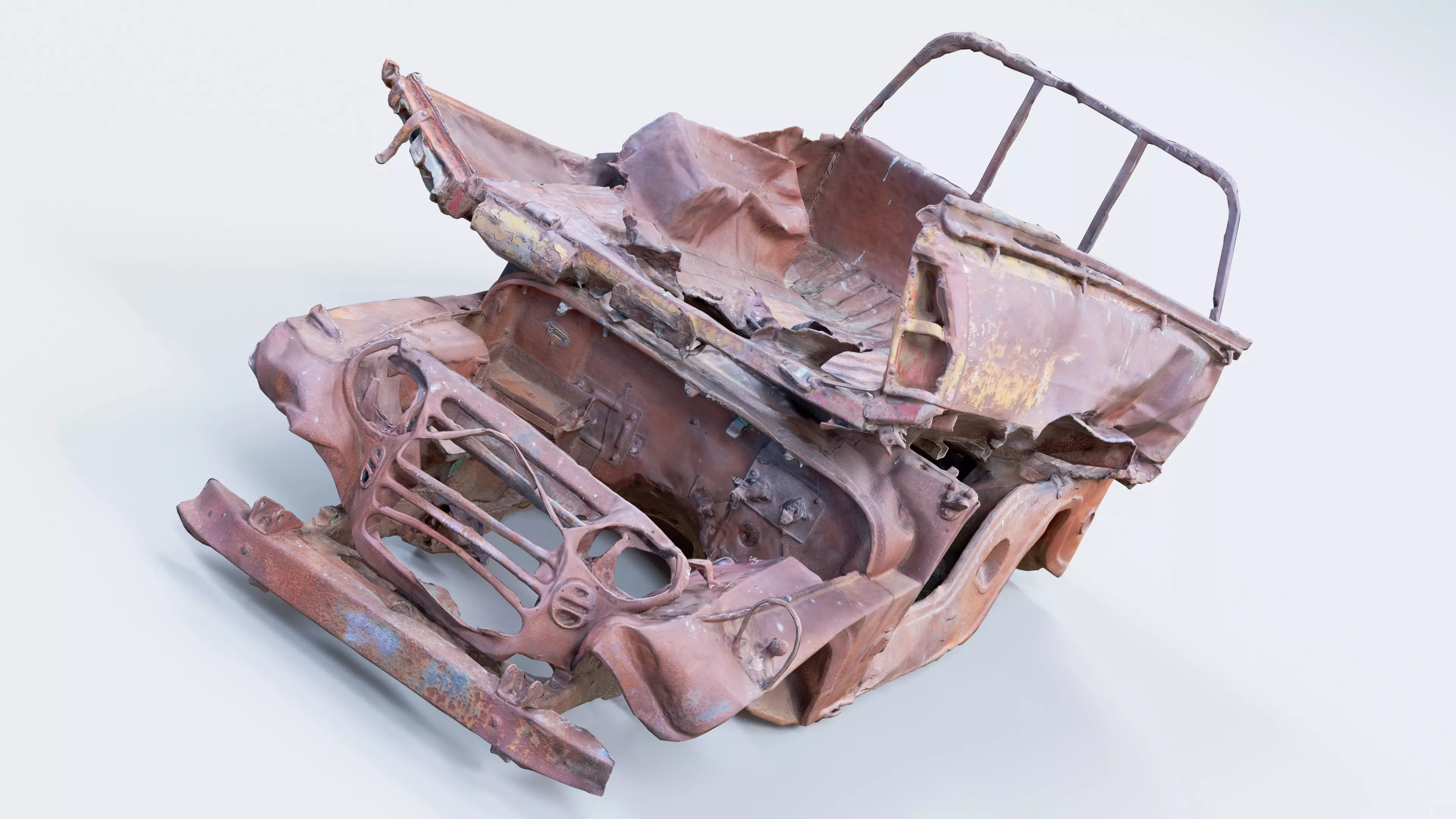 Photogrammetry Burnt Jeep Low-poly 3D model_0