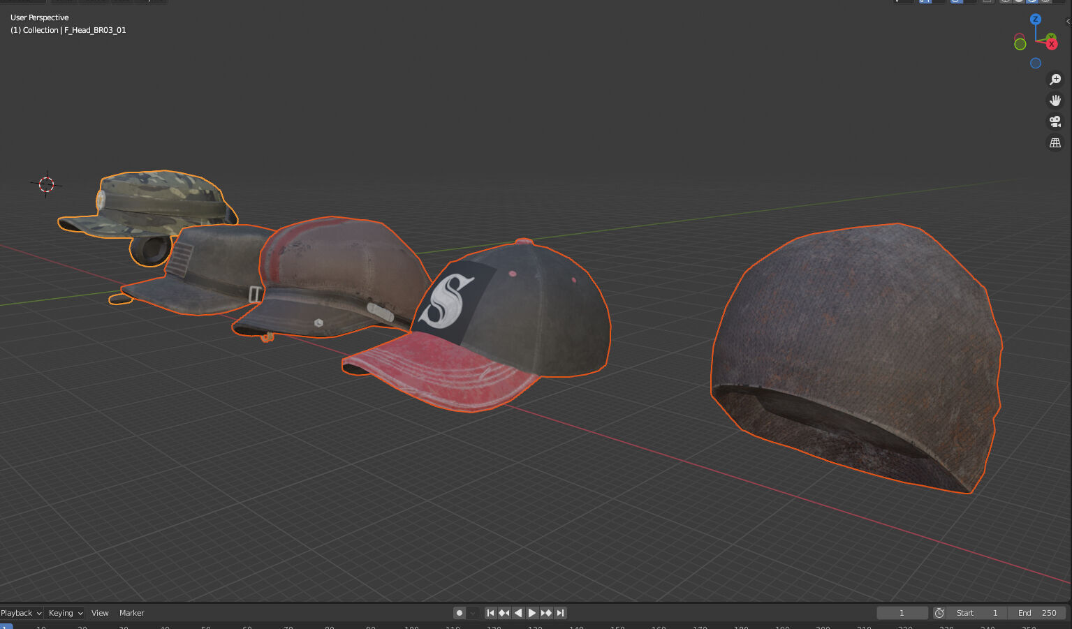 Head Cap Pack Low-poly 3D model_6