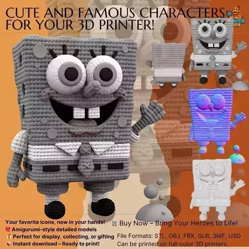 SpongeBob Knit Style 3D Print Model 3D model