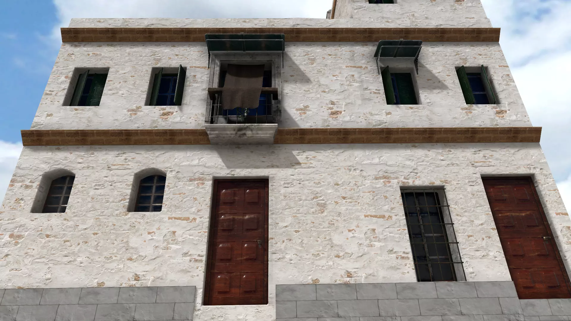 Old High-Quality 3D Colonial House Low-poly 3D model_0